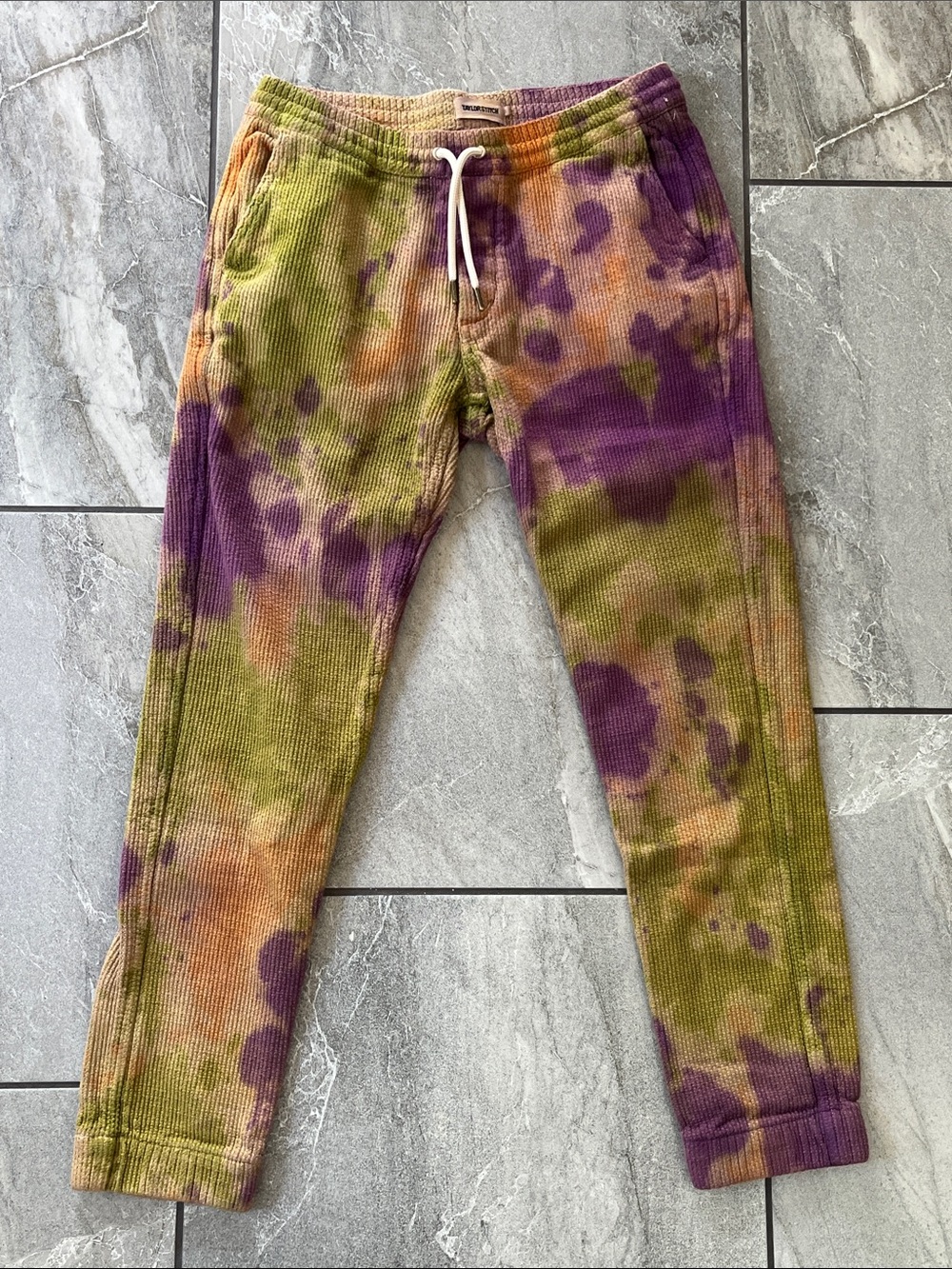 💜 Taylor Stitch Apres Pants Lounge 100% Cotton Size Small Custom Tie Dye